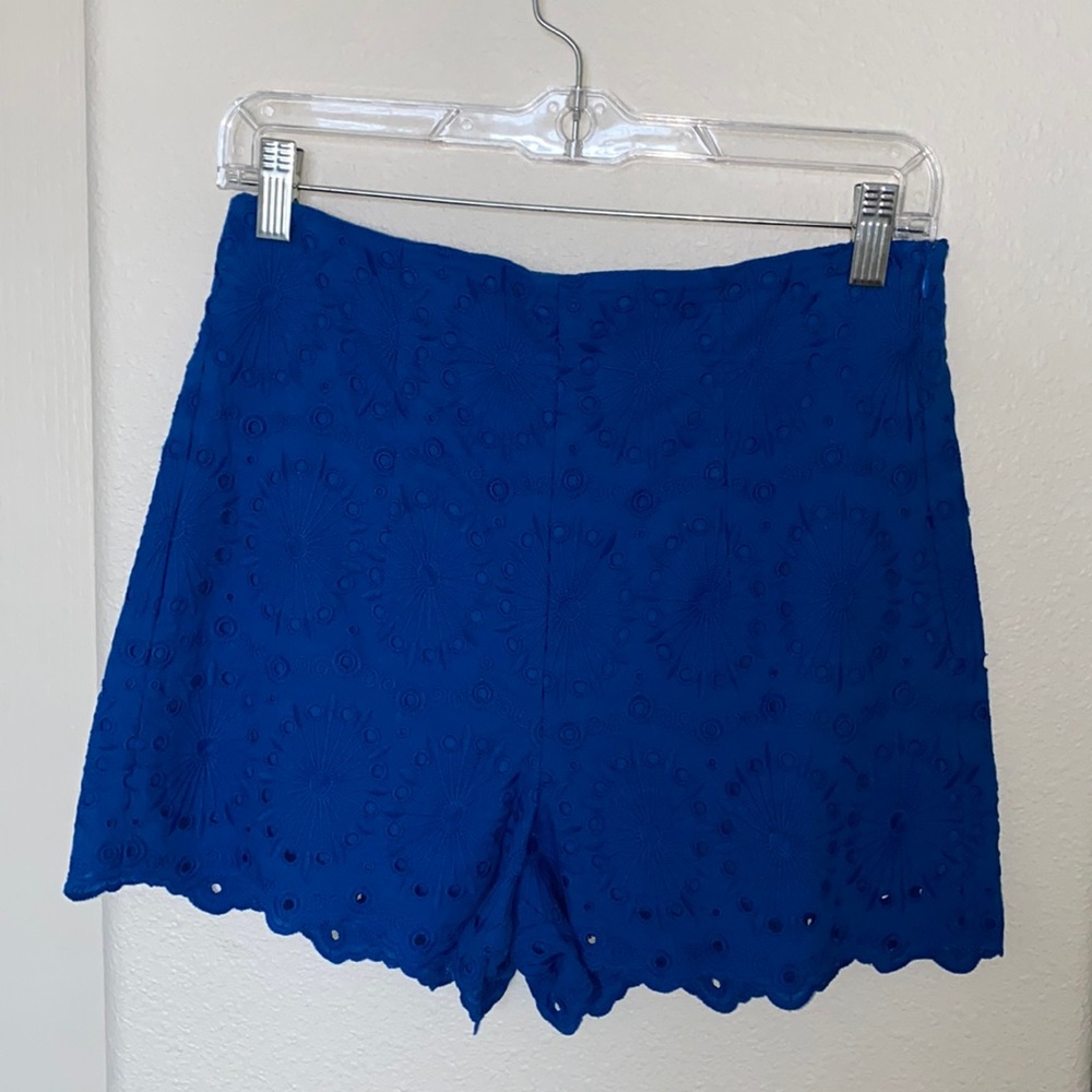 Zara eyelet royal blue high-waisted shorts sz S